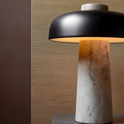 Salma Travertine Mushroom LED Table Lamp Salma Travertine Mushroom LED Table Lamp