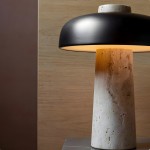 Salma Travertine Mushroom LED Table Lamp