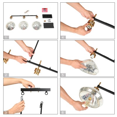 Herrmann Modern 3-Light Silver Mercury Glass Chandelier Herrmann Modern 3-Light Silver Mercury Glass Chandelier