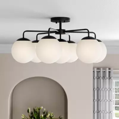 Richter Farmhouse Globe Glass Semi Flush Mount Ceiling Light Richter Farmhouse Globe Glass Semi Flush Mount Ceiling Light