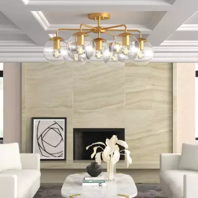 Richter Farmhouse Globe Glass Semi Flush Mount Ceiling Light Richter Farmhouse Globe Glass Semi Flush Mount Ceiling Light