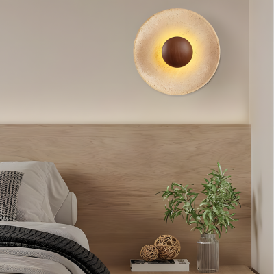 Jannik Wabi-Sabi LED Travertine Round Wall Light Jannik Wabi-Sabi LED Travertine Round Wall Light