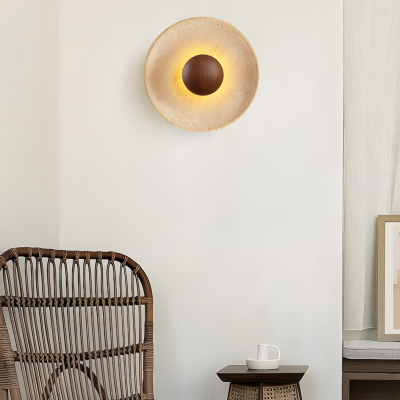 Jannik Wabi-Sabi LED Travertine Round Wall Light Jannik Wabi-Sabi LED Travertine Round Wall Light