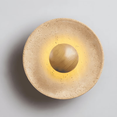 Jannik Wabi-Sabi LED Travertine Round Wall Light Jannik Wabi-Sabi LED Travertine Round Wall Light