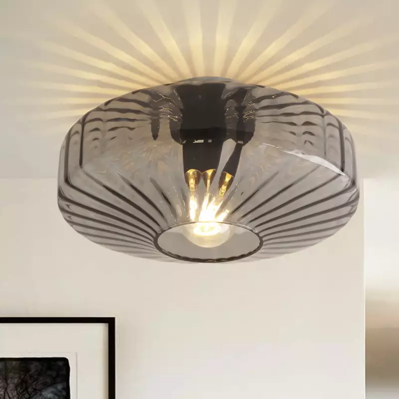 Ember Vintage Multi Color Water Ripple Glass Ceiling Light