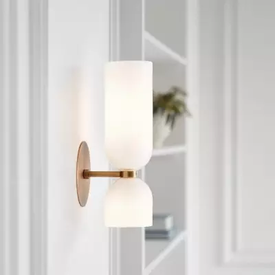 Trisia Modern Up Down Glass Wall Sconce Trisia Modern Up Down Glass Wall Sconce