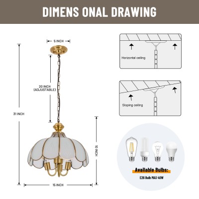 Rodriguez Vintage Gold Flower Metal Pendant Light