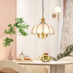 Rodriguez Vintage Gold Flower Metal Pendant Light