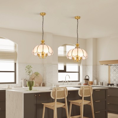 Rodriguez Vintage Gold Flower Metal Pendant Light