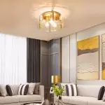 Ozu Modern Water Ripple Glass Drum Flush Mount Light