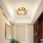 Ozu Modern Water Ripple Glass Drum Flush Mount Light