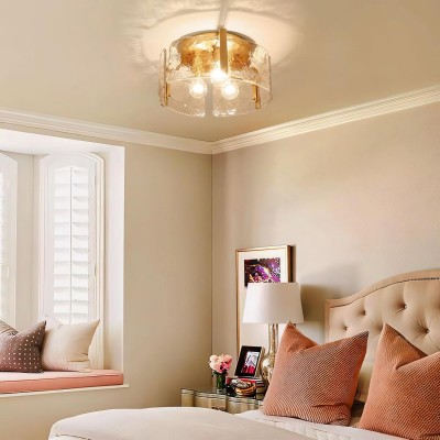 Ozu Modern Water Ripple Glass Drum Flush Mount Light Ozu Modern Water Ripple Glass Drum Flush Mount Light