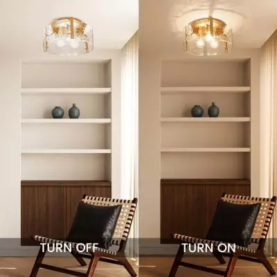 Ozu Modern Water Ripple Glass Drum Flush Mount Light Ozu Modern Water Ripple Glass Drum Flush Mount Light