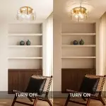 Ozu Modern Water Ripple Glass Drum Flush Mount Light