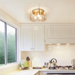 Ozu Modern Water Ripple Glass Drum Flush Mount Light