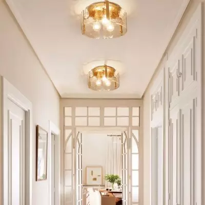 Ozu Modern Water Ripple Glass Drum Flush Mount Light Ozu Modern Water Ripple Glass Drum Flush Mount Light