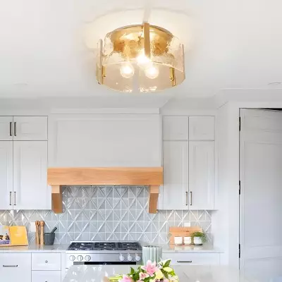 Ozu Modern Water Ripple Glass Drum Flush Mount Light Ozu Modern Water Ripple Glass Drum Flush Mount Light