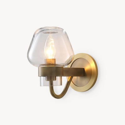 Ivanov Vintage Antique Brass Glass Wall Light Ivanov Vintage Antique Brass Glass Wall Light