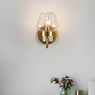 Ivanov Vintage Antique Brass Glass Wall Light Ivanov Vintage Antique Brass Glass Wall Light