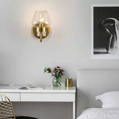 Ivanov Vintage Antique Brass Glass Wall Light Ivanov Vintage Antique Brass Glass Wall Light