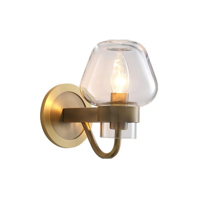 Ivanov Vintage Antique Brass Glass Wall Light Ivanov Vintage Antique Brass Glass Wall Light