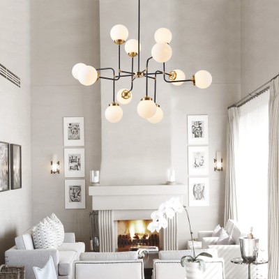 Ava Creative 12 Lights Globe Milk Glass Linear Chandelier Ava Creative 12 Lights Globe Milk Glass Linear Chandelier