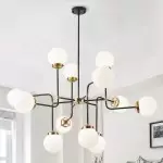 Ava Creative 12 Lights Globe Milk Glass Linear Chandelier Ava Creative 12 Lights Globe Milk Glass Linear Chandelier