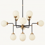Ava Creative 12 Lights Globe Milk Glass Linear Chandelier Ava Creative 12 Lights Globe Milk Glass Linear Chandelier