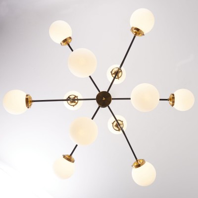 Ava Creative 12 Lights Globe Milk Glass Linear Chandelier Ava Creative 12 Lights Globe Milk Glass Linear Chandelier