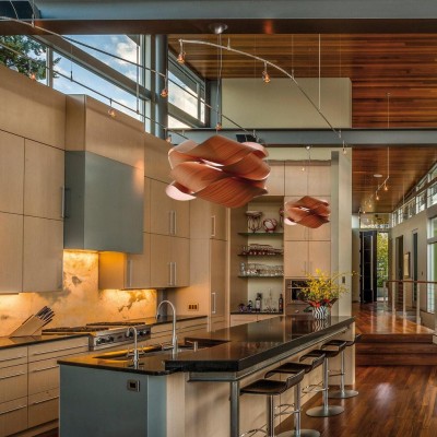 Alma Natural Wood Link Suspension Pendant Light