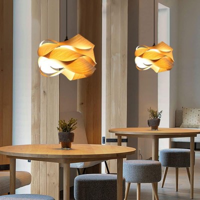 Alma Natural Wood Link Suspension Pendant Light