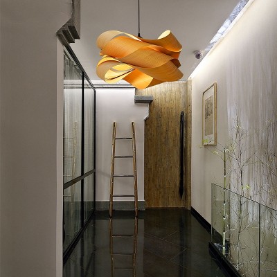 Alma Natural Wood Link Suspension Pendant Light