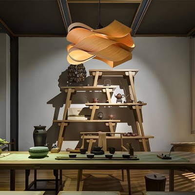 Alma Natural Wood Link Suspension Pendant Light