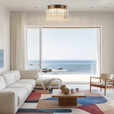 Collins Retro Crystal Drum Semi Flush Mount Ceiling Light