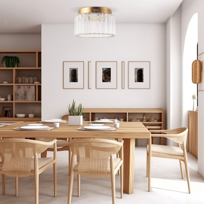 Collins Retro Crystal Drum Semi Flush Mount Ceiling Light