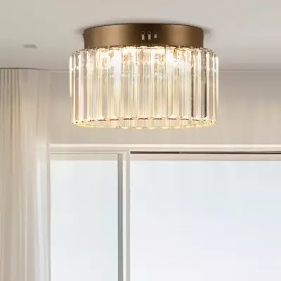 Collins Retro Crystal Drum Semi Flush Mount Ceiling Light