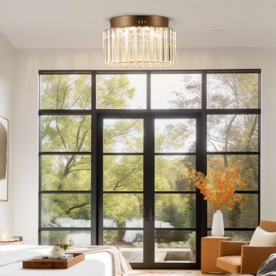 Collins Retro Crystal Drum Semi Flush Mount Ceiling Light