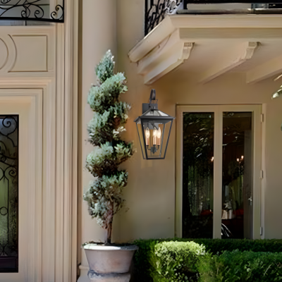 Douglas Industrial Black Metal Lantern Wall Sconce