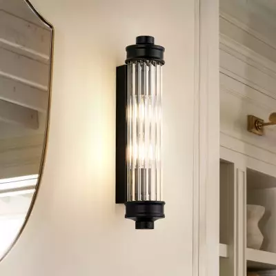 Raelin Retro Cylindrical Ribbed Glass Sconce Raelin Retro Cylindrical Ribbed Glass Sconce
