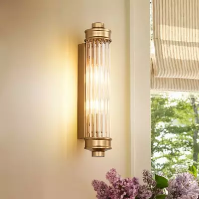Raelin Retro Cylindrical Ribbed Glass Sconce Raelin Retro Cylindrical Ribbed Glass Sconce