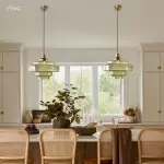 Yves Contemporary Tiered Green Glass Pendant Light