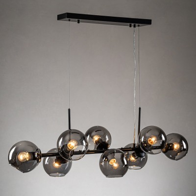 Malley Modern 8-Light Black Globe Glass Chandelier Malley Modern 8-Light Black Globe Glass Chandelier