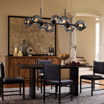 Malley Modern 8-Light Black Globe Glass Chandelier Malley Modern 8-Light Black Globe Glass Chandelier