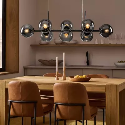 Malley Modern 8-Light Black Globe Glass Chandelier Malley Modern 8-Light Black Globe Glass Chandelier