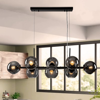 Malley Modern 8-Light Black Globe Glass Chandelier Malley Modern 8-Light Black Globe Glass Chandelier