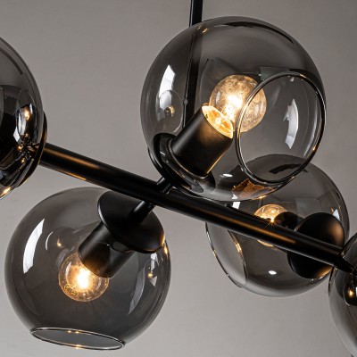 Malley Modern 8-Light Black Globe Glass Chandelier Malley Modern 8-Light Black Globe Glass Chandelier