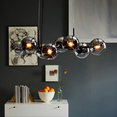Malley Modern 8-Light Black Globe Glass Chandelier Malley Modern 8-Light Black Globe Glass Chandelier