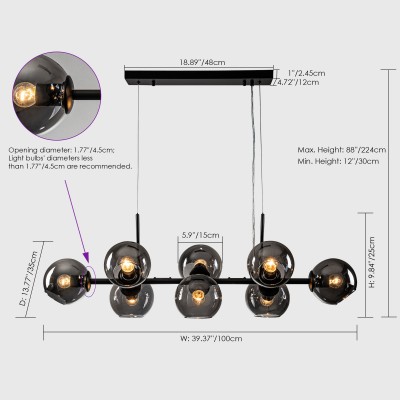 Malley Modern 8-Light Black Globe Glass Chandelier Malley Modern 8-Light Black Globe Glass Chandelier