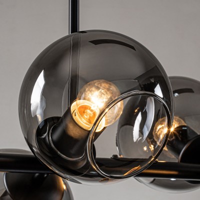 Malley Modern 8-Light Black Globe Glass Chandelier Malley Modern 8-Light Black Globe Glass Chandelier