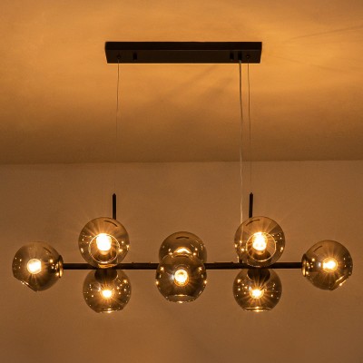 Malley Modern 8-Light Black Globe Glass Chandelier Malley Modern 8-Light Black Globe Glass Chandelier